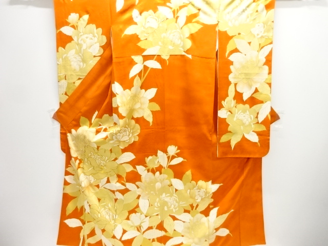 JAPANESE KIMONO / FURISODE & JUBAN SET / SILK / EMBROIDERY / FLOWERS